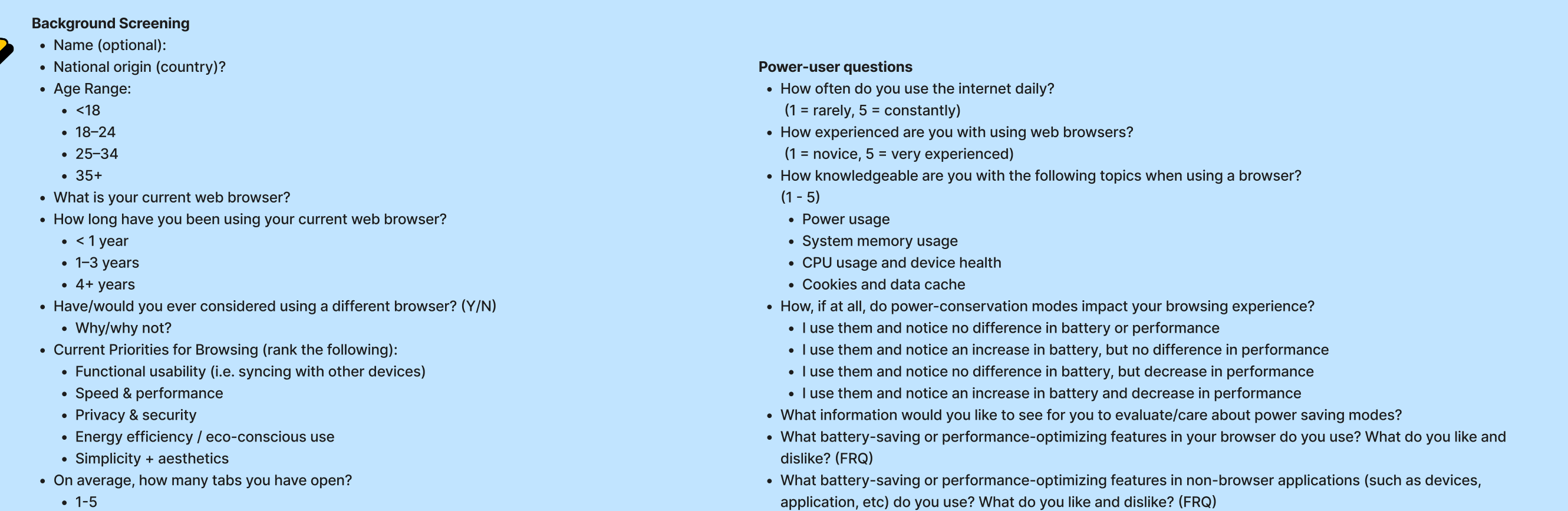 Mozilla — final survey + Adaptive Performance question set